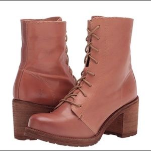 Frye Karen Rose Leather Combat LaceUp Ankle Boots